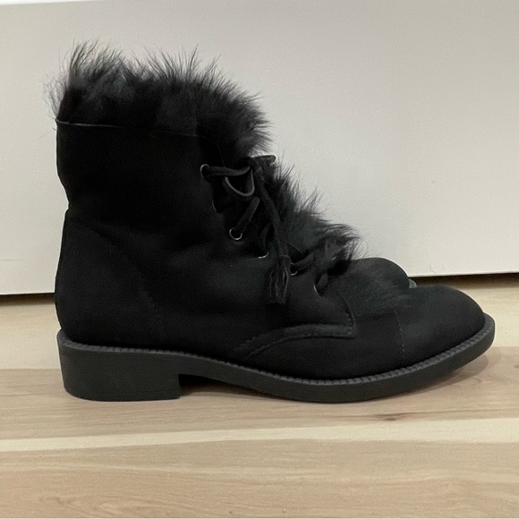 EUC Pedro Garcia Black Suede Tassel Accents Ankle Combat Boots Size 41 - Picture 9 of 16